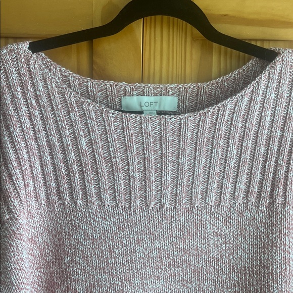 LOFT Heathered Pink Crew Neck Sweater - Picture 3 of 4